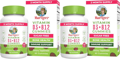 MaryRuth's Vitamin D3 + B12 Gummies - Sugar Free, Vegan, 60 Chewable Gummies