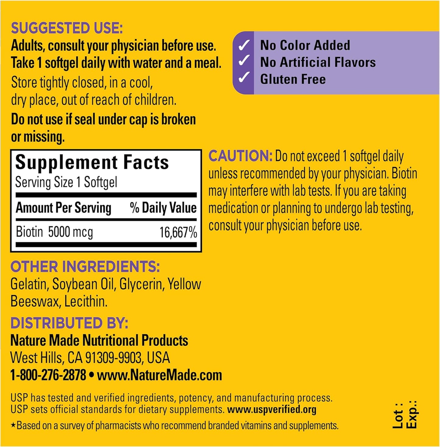 Nature Made Maximum Strength Biotin 5000 mcg Softgels - görsel 8