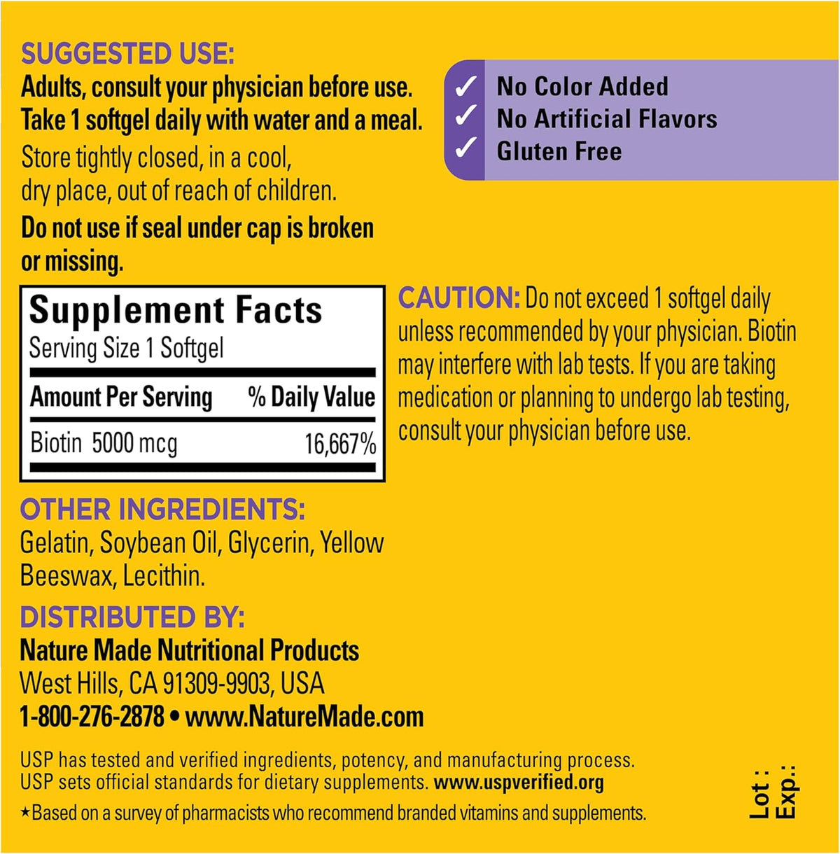 Nature Made Maximum Strength Biotin 5000 mcg Softgels - görsel 8