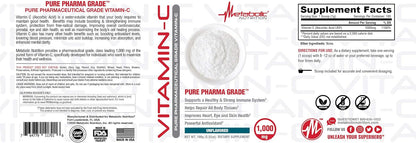 Metabolic Nutrition Vitamin C, 1000mg, Pure Pharma Grade, High Absorption Ascorbic Acid (100 g)