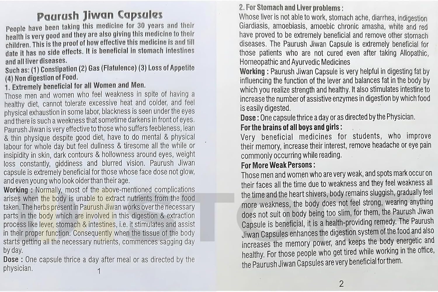 Paurush Jiwan Capsule - Pack of 2 (60 Capsules) - görsel 6