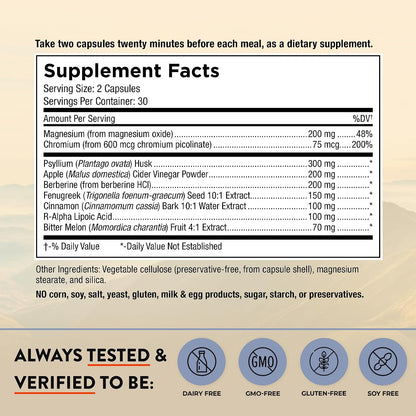 Mt. Angel Vitamins Blood Sugar Support Supplement with Berberine, Cinnamon and Apple Cider Vinegar - 60 Capsules