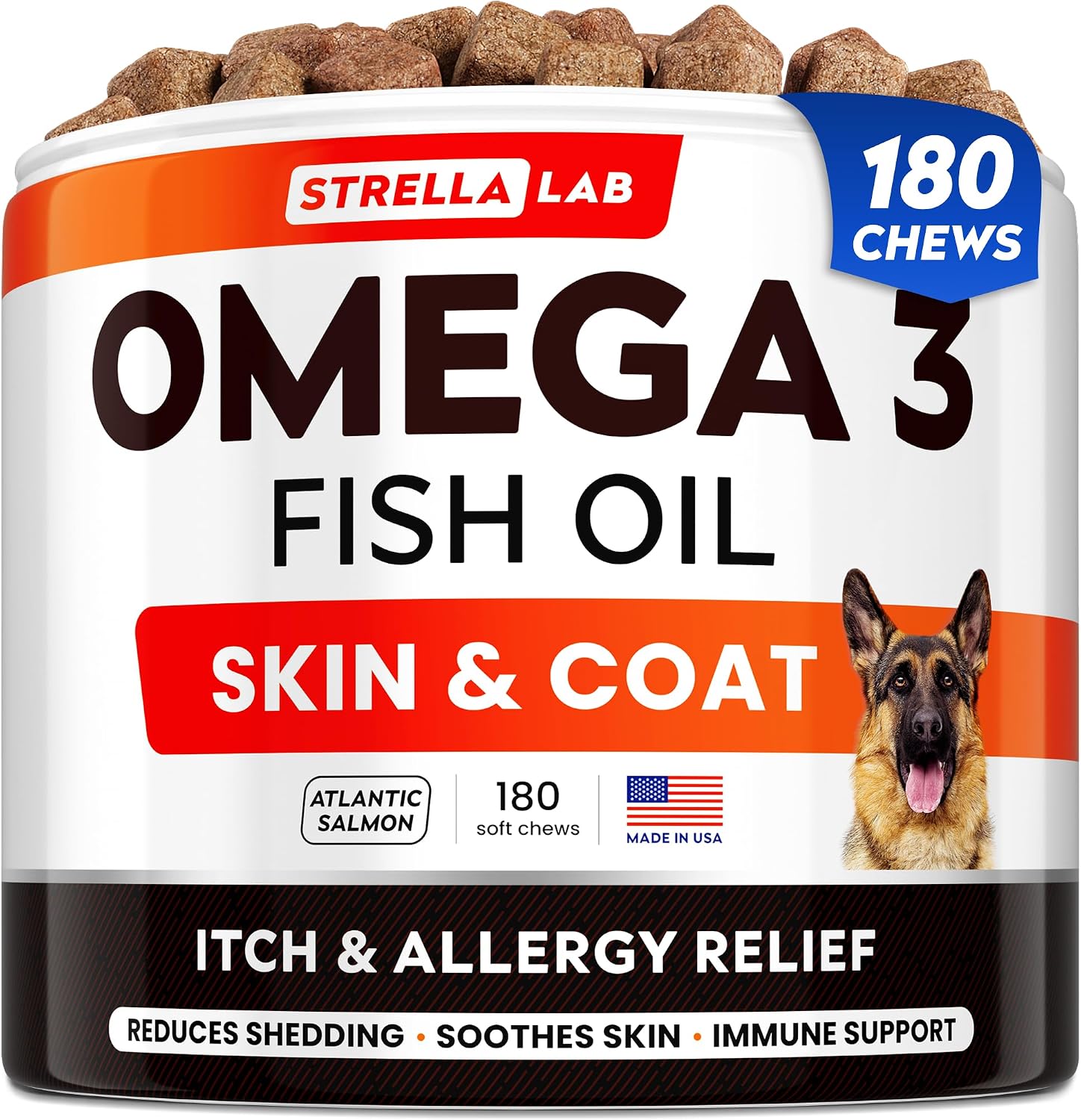 StrellaLab Omega-3 for Dogs - Fish Oil Chews (180 Chews) - görsel 1