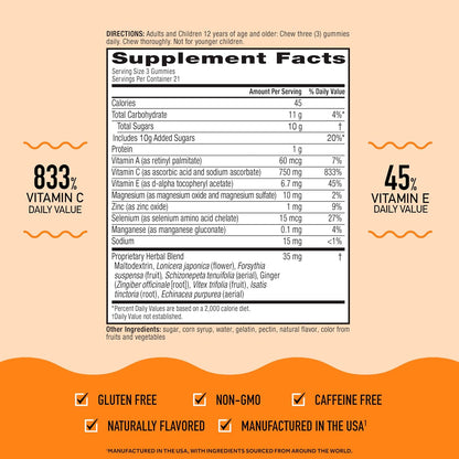 Airborne Immune Support Gummies, Assorted Fruit Flavour, 42 Ct