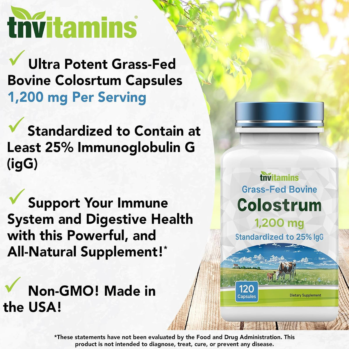 Colostrum Supplement 1,200 mg per serving, 120 Capsules | Standardised to 25% IgG | Grass-Fed Bovine Colostrum Powder Capsules | Immune Support | Non-GMO, Made in the USA! - görsel 3