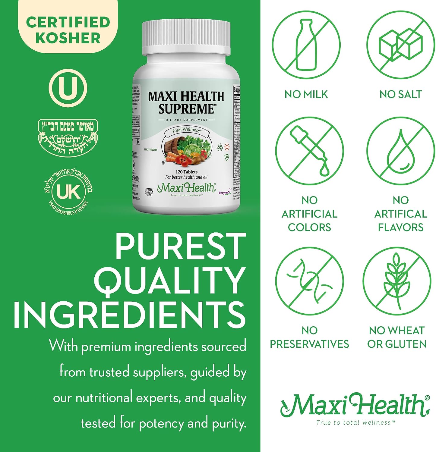 Maxi Health Supreme High Potency Multivitamin with Minerals, CoQ10 and Antioxidants - görsel 4