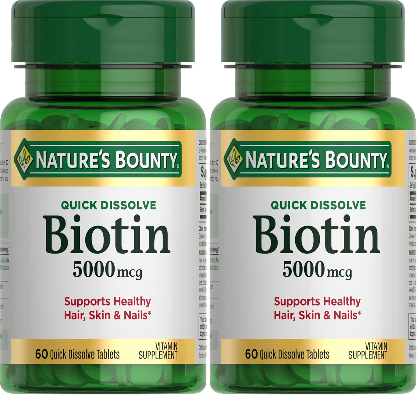 Nature's Bounty Biotin 5000 mcg, 60 Quick Dissolve Tablets for Hair, Skin & Nails - görsel 7
