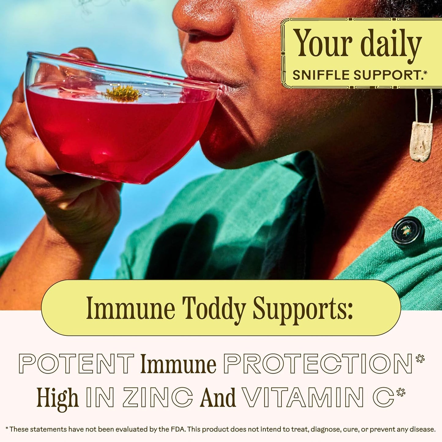 Lemon & Ginger Immune Support Drink Mix with Elderberry, Echinacea, Zinc and Vitamin C - 10 Sachets - görsel 3