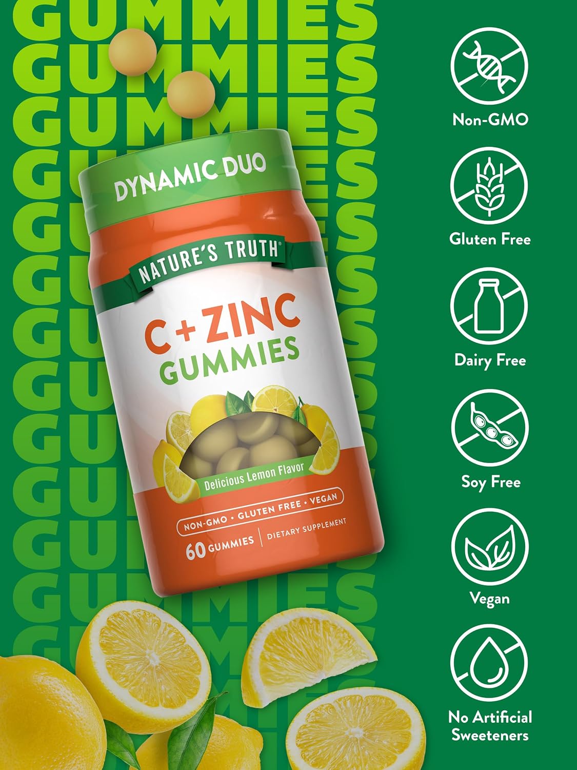 Nature's Truth Vitamin C Gummies with Zinc for Adults - 60 Count - görsel 3