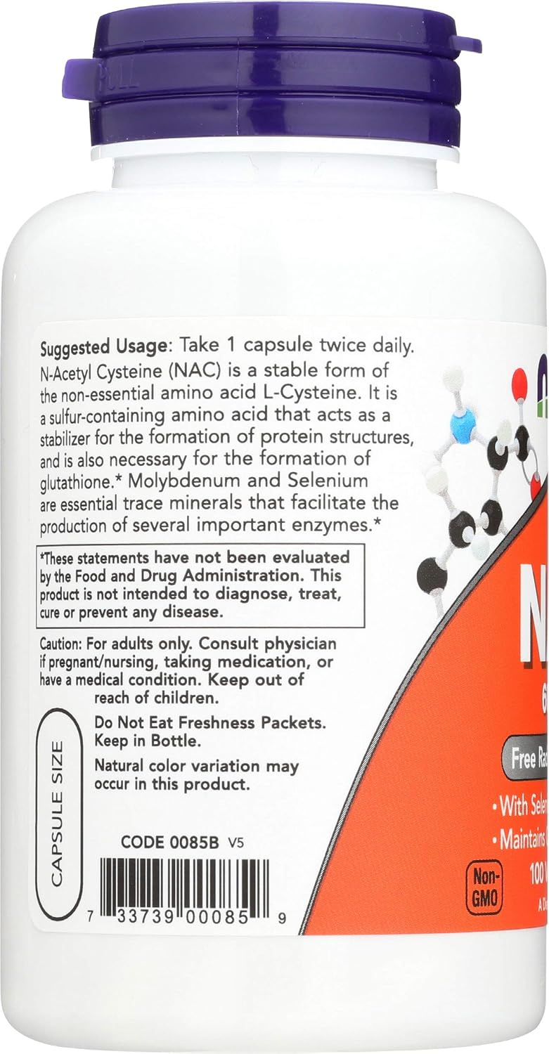 NOW Foods NAC 600mg, 100 Capsules - görsel 4