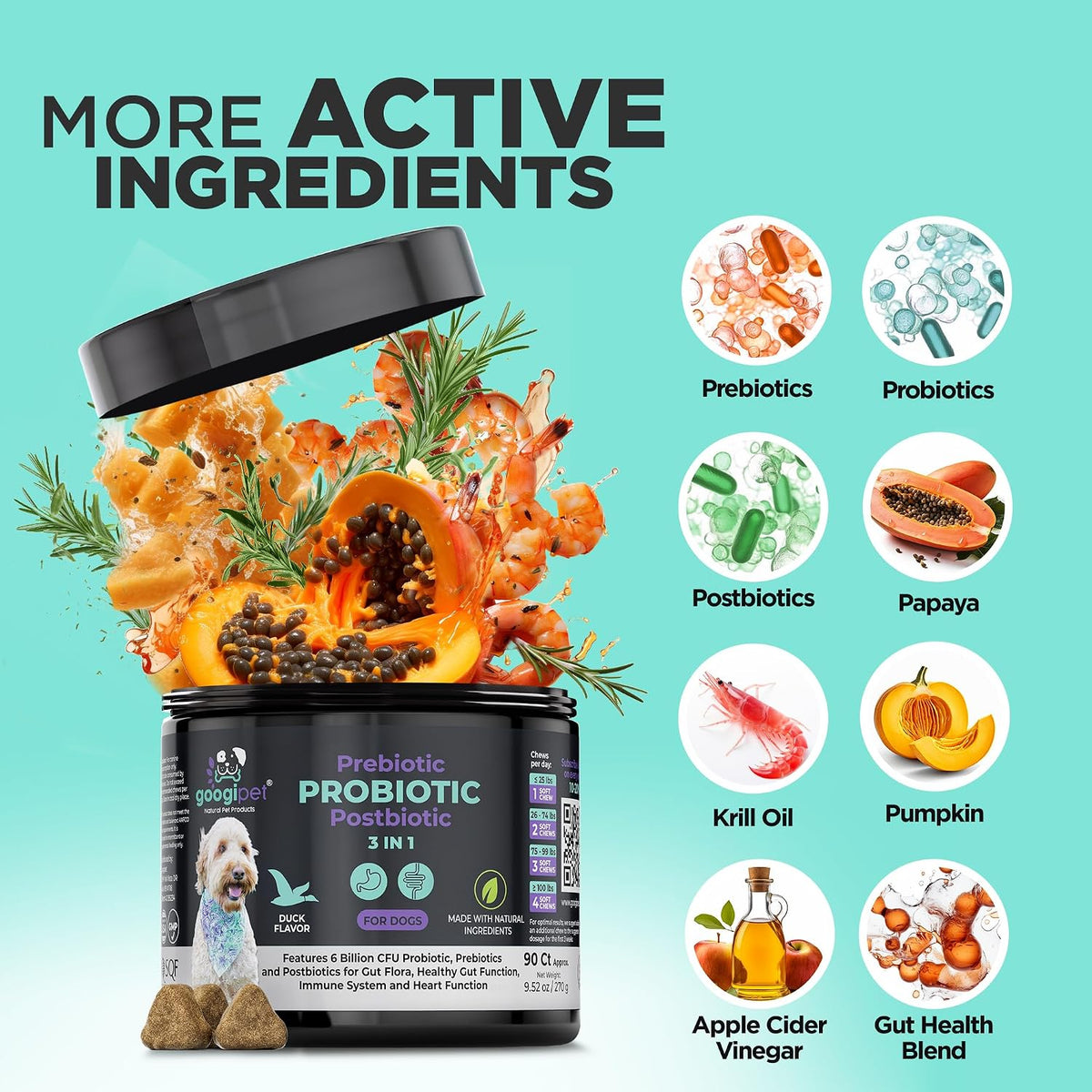 Googipet Probiotics for Dogs – Digestive Health Chews with 6 Billion CFU - görsel 5