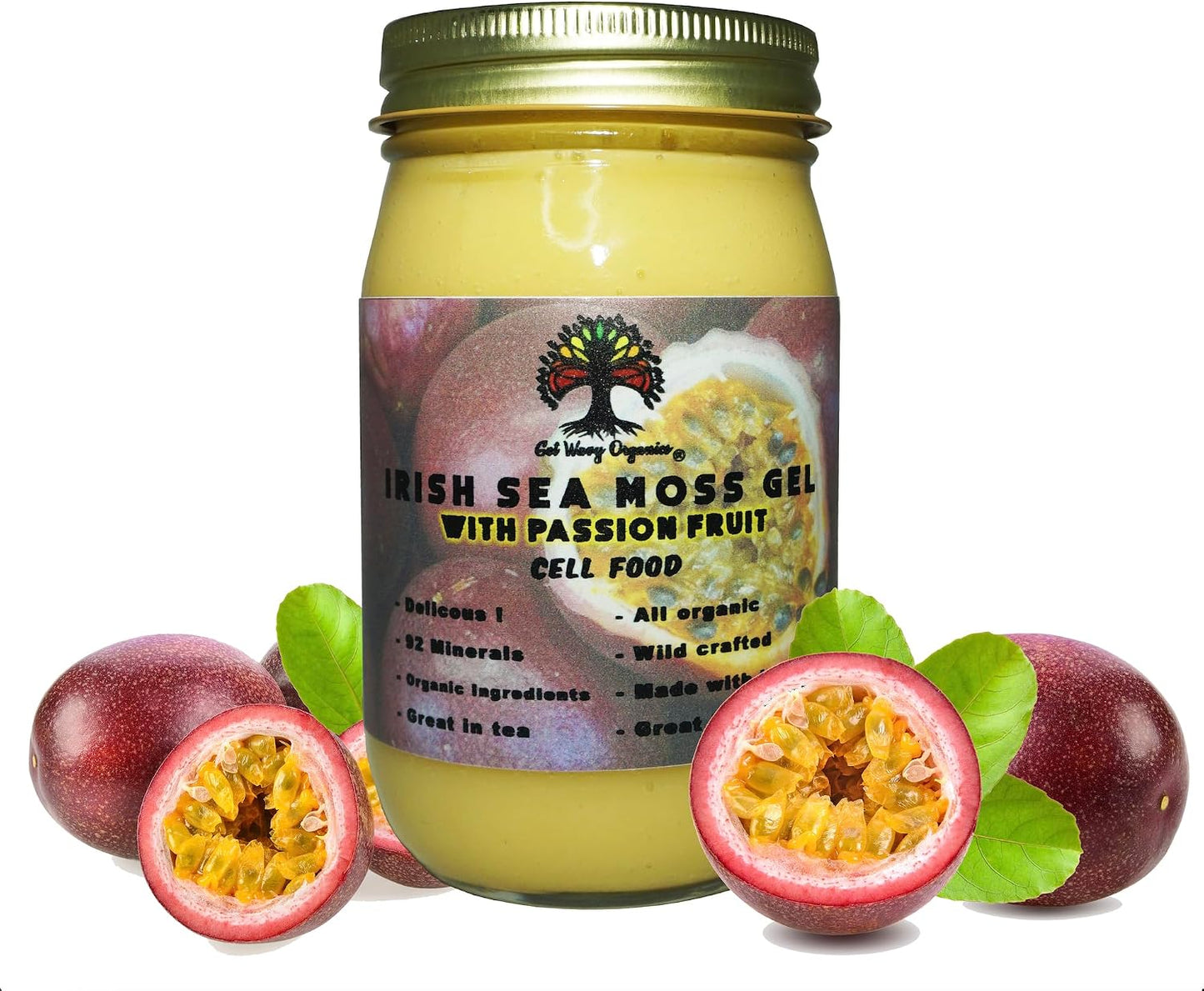 Wildcrafted Irish Sea Moss Gel – Organic Gold Sea Moss, Passion Fruit (1 Pack) - görsel 1