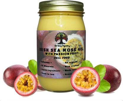 Wildcrafted Irish Sea Moss Gel – Organic Gold Sea Moss, Passion Fruit (1 Pack)