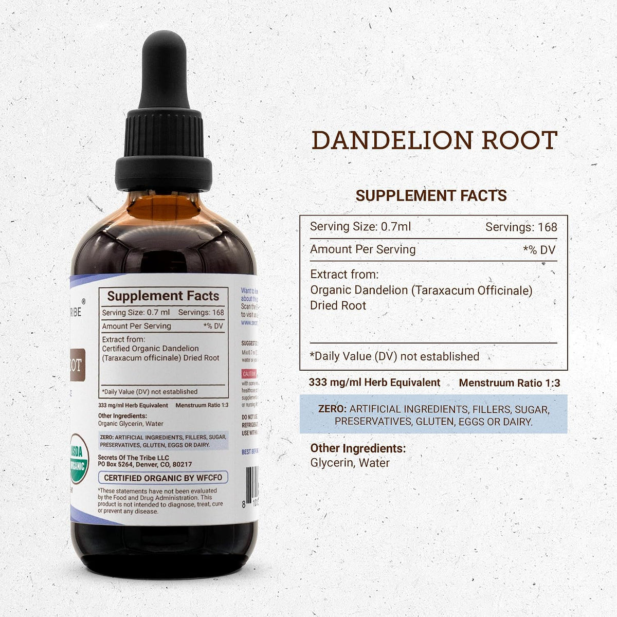 Secrets of the Tribe Dandelion Root Organic - Alcohol-Free Extract, High-Potency Herbal Drops (120 ml) - görsel 4