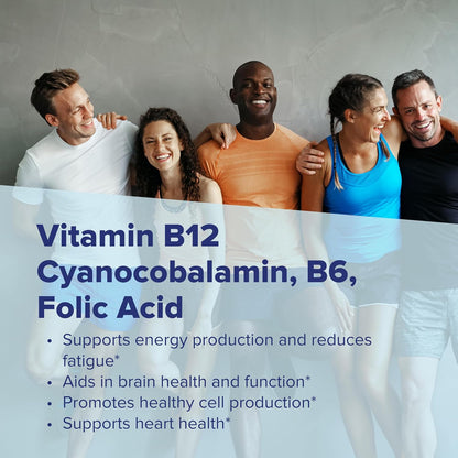 Superior Source No Shot Vitamin B-12 5000 mcg, B-6, Folic Acid - Sublingual Tablets for Energy and Nerve Function - 100 Count