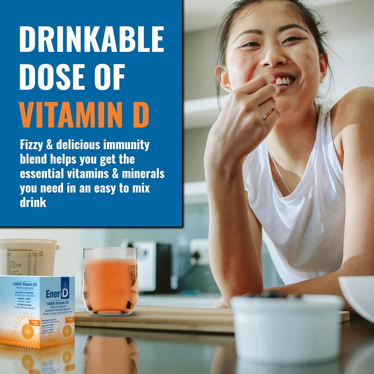 Ener-D Sugar Free Multivitamin Drink Mix, Orange, 24 Packets - görsel 3