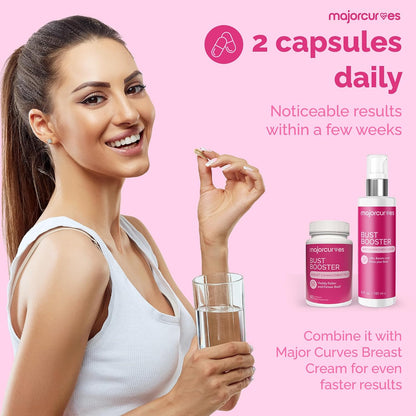 Bust Booster Breast Enhancement Pills – Natural Supplement for Breast Fullness, Firmness, Curvy Silhouette, and Cleavage Volume – Made in the USA