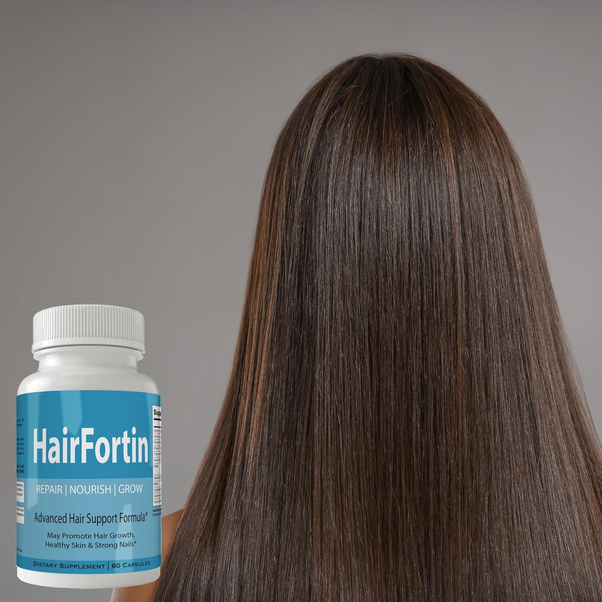 Hairfortin Advanced Hair Growth Vitamins and Minerals – Extra Strength Formula for Hair, Skin, and Nails with Biotin – Gluten-free, 60 Capsules - görsel 9