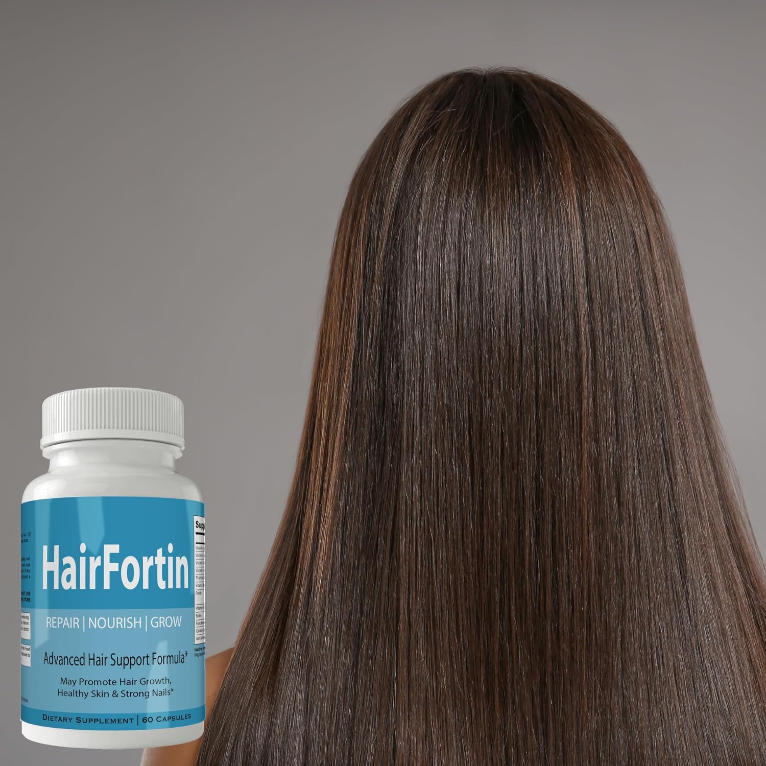 Hairfortin Advanced Hair Growth Vitamins and Minerals – Extra Strength Formula for Hair, Skin, and Nails with Biotin – Gluten-free, 60 Capsules - görsel 9