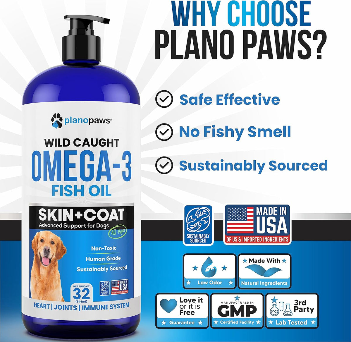 Omega 3 Fish Oil for Dogs – Wild Caught, Low Odour Liquid Supplement - görsel 3