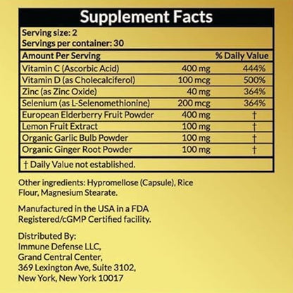 Immune Support Supplement - Natural and Organic Immune Support for Adults - 60 Capsules