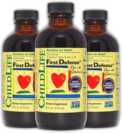 CHILDLIFE ESSENTIALS First Defence - Children's Immune Support Liquid with Elderberry & Zinc, 118 ml