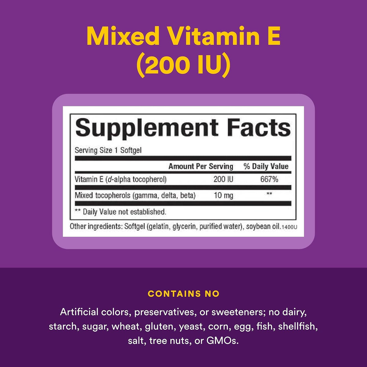 Natural Factors Mixed Vitamin E 134 mg (200 IU) - 90 Softgels - görsel 4