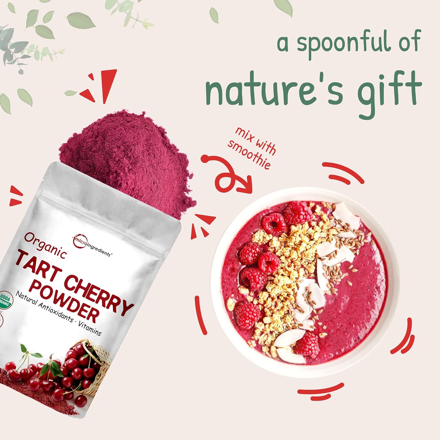 Micro Ingredients Organic Tart Cherry Powder, 4oz - görsel 6