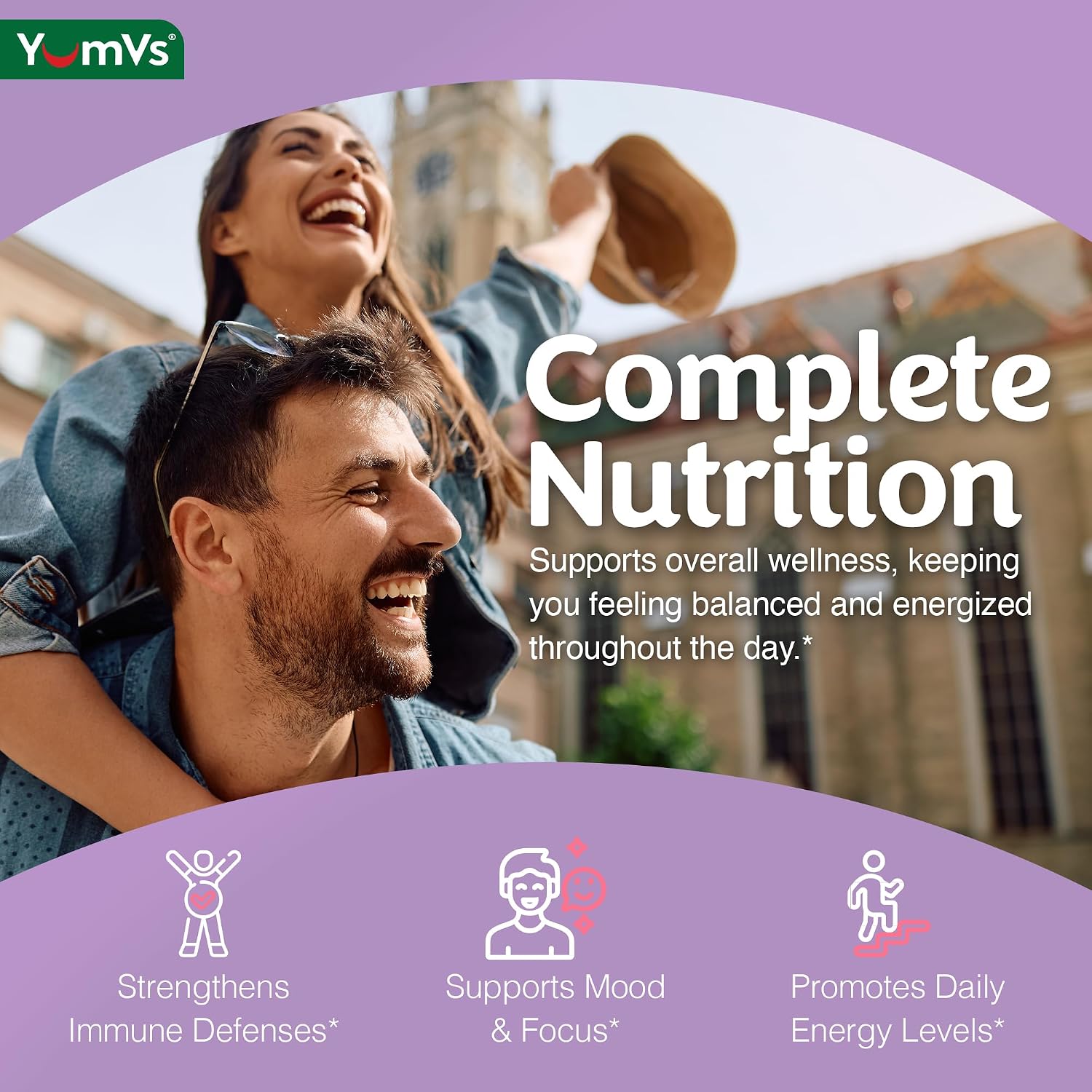 YUM-V'S Adult Multivitamin Gummies - Daily Gummy Vitamin for Women & Men, Immune Support, 60 Count - görsel 4