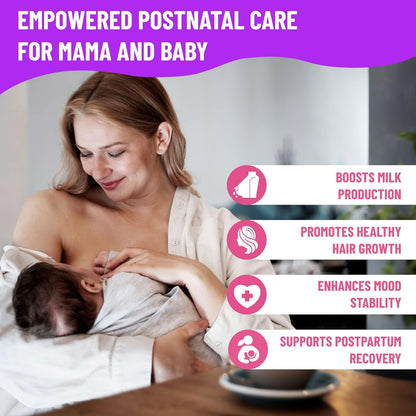 Mama's Select Postnatal Vitamins for Women – Postnatal Multivitamin for Recovery, Energy, Hair & Milk Supply – MTHFR-Friendly Methylated Folate, No Biotin, Vegan – 30 Capsules