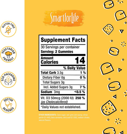 Smart for Life Vitamin D3 Gummies - 2000 IU - 60 Count