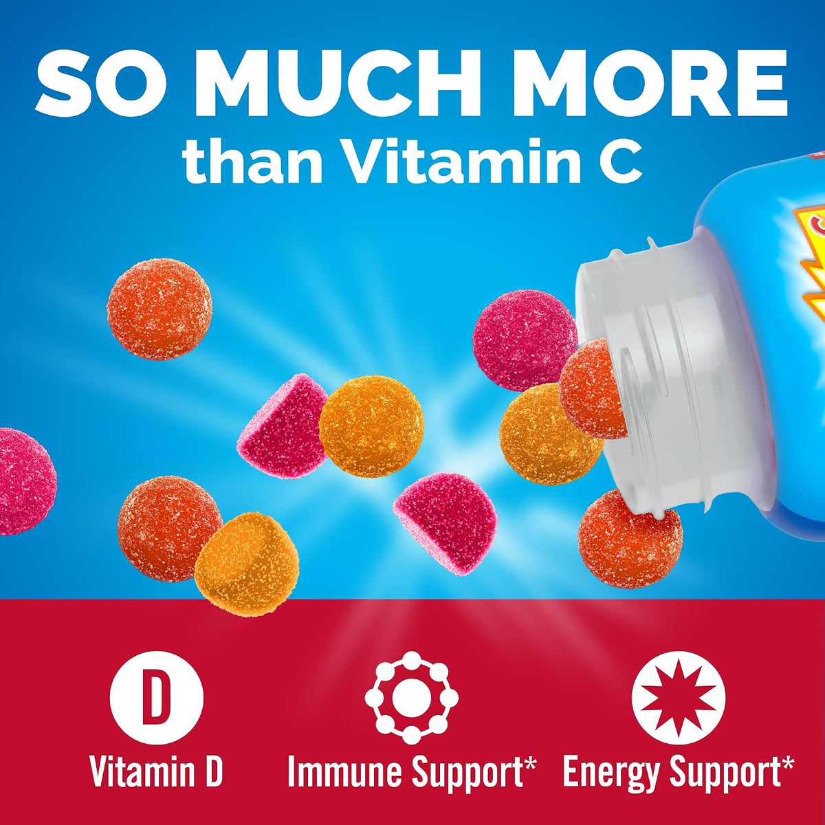 Emergen-C Kidz Immune+ Vitamin C Gummies, Fun-Tastic Fruit, 44 Count - görsel 2