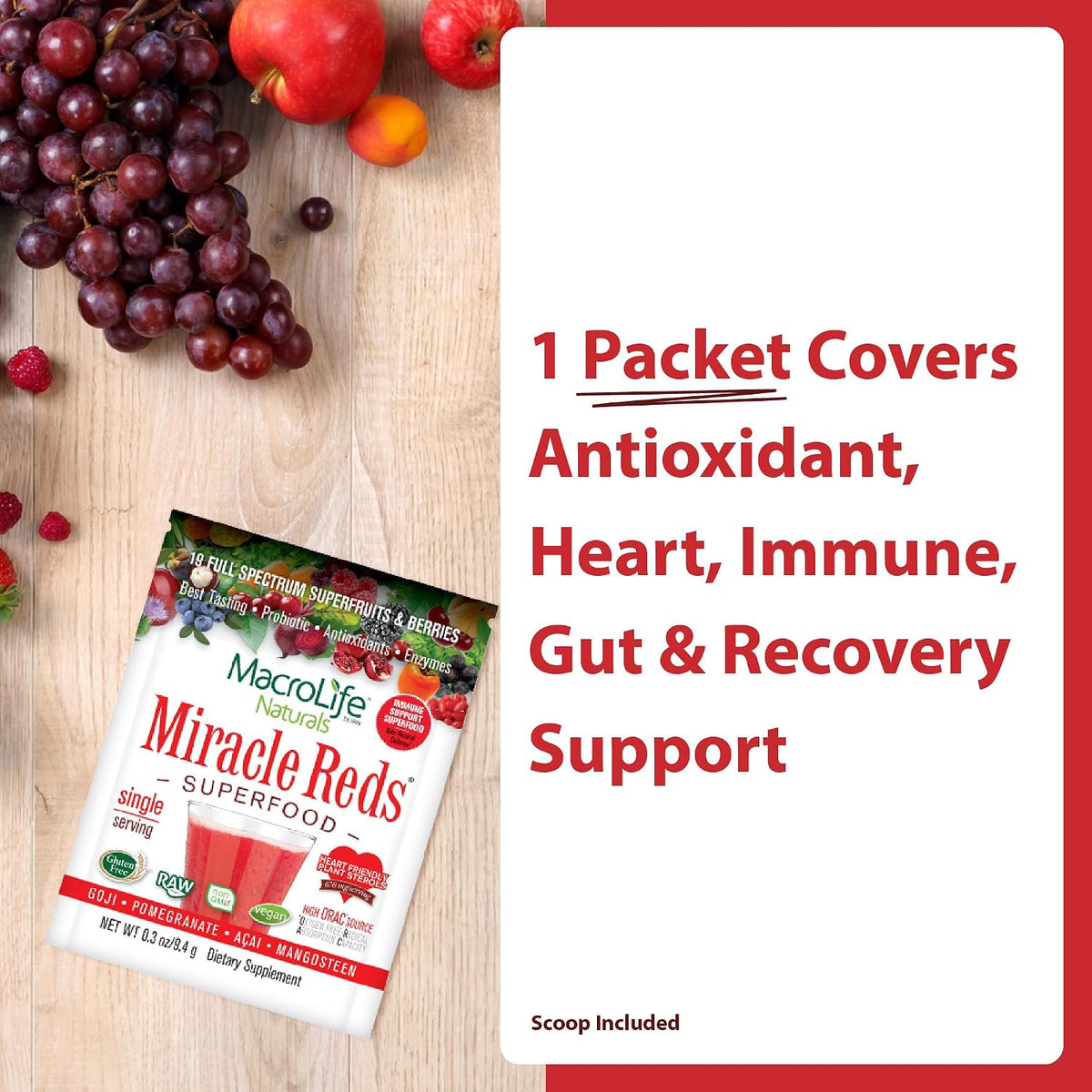 MacroLife Naturals Miracle Reds Superfood Powder - 12 Sachets – Image 3
