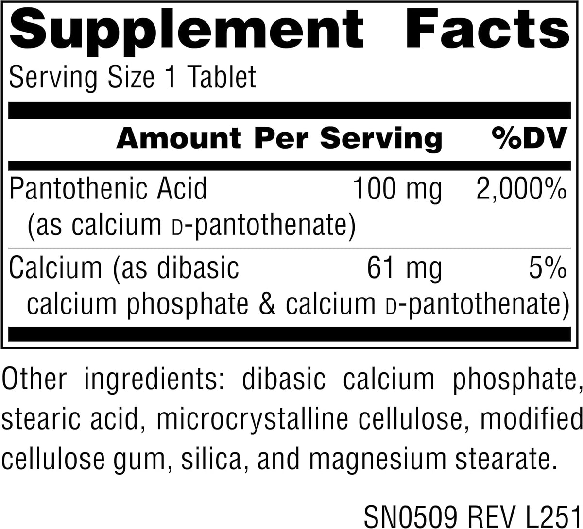 Source Naturals Pantothenic Acid 100 mg - Vitamin B5 Supplement (100 Tablets) - görsel 4