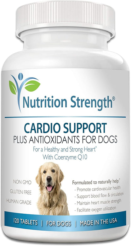 Cardio Support for Dogs Plus Antioxidant, L-Carnitine, L-Taurine, with Coenzyme Q10 and Vitamin E, Supports a Healthy and Strong Dog Heart, 120 Chewable Tablets