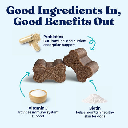 Solid Gold Dog Multivitamin - Soft Chews - All-in-One Support with Vitamin C, B12, Probiotics & Antioxidants - Bacon Flavour (120 Count)