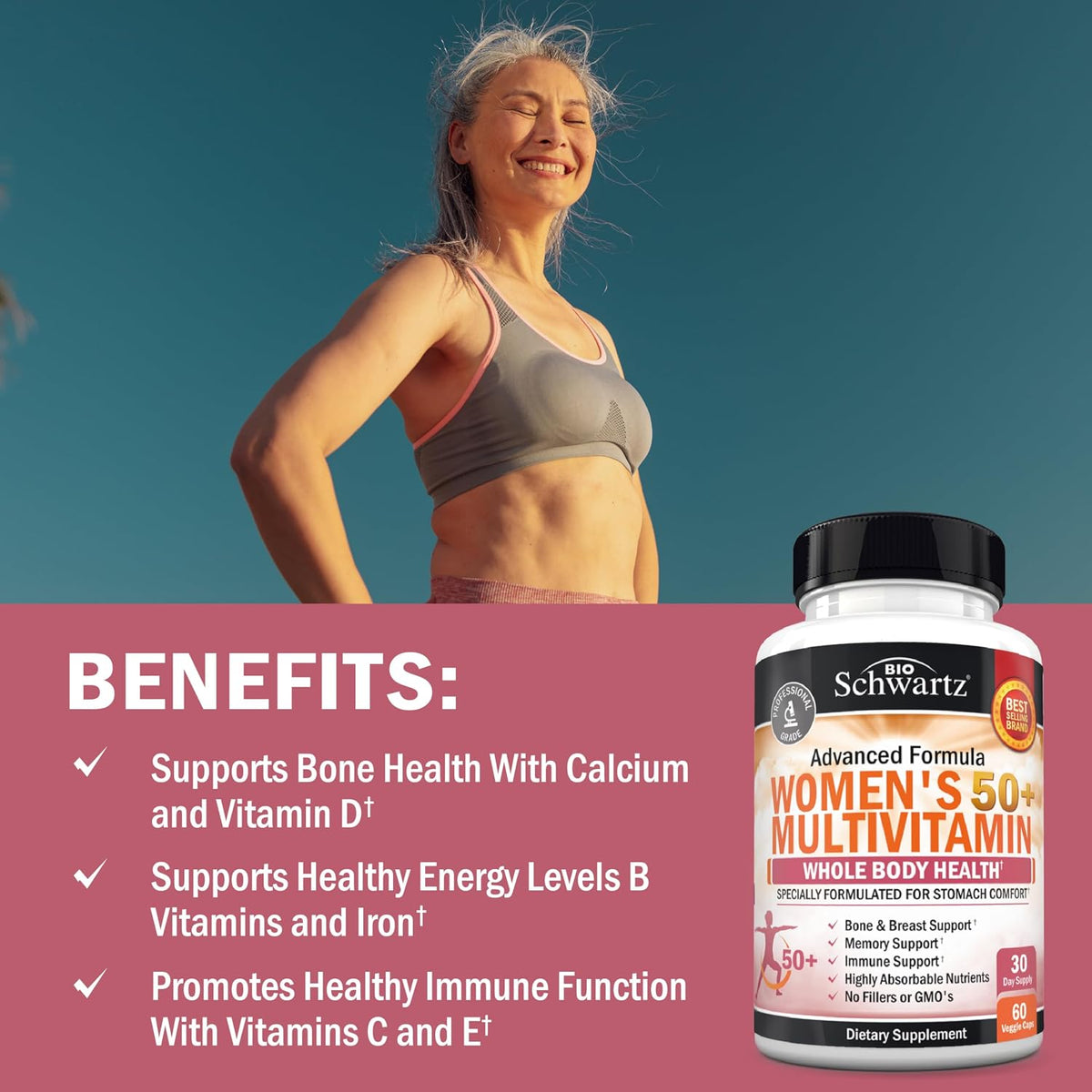 BioSchwartz Daily Multivitamin for Women Over 50 – 60 Capsules - görsel 3