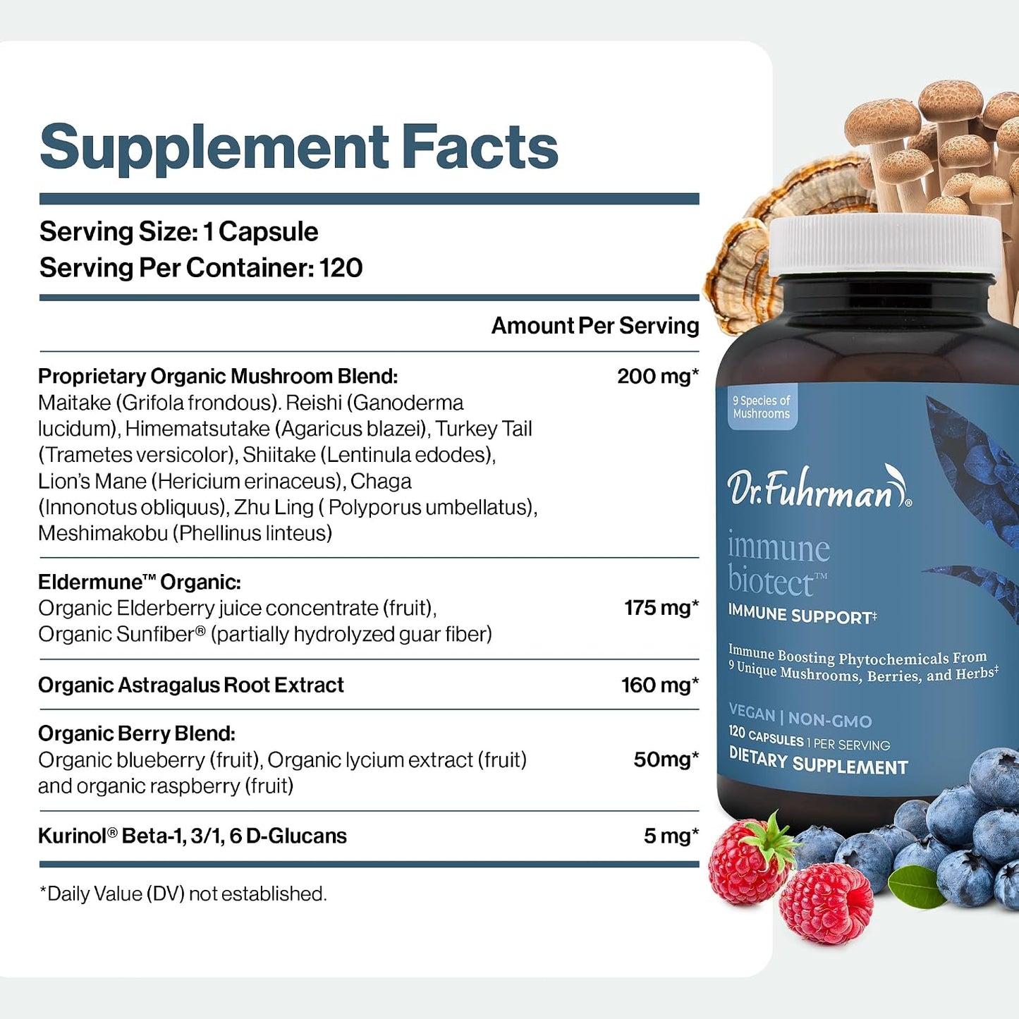 Dr. Fuhrman All-Natural Immune Support Supplement – Organic Mushrooms & Berries, 120 Capsules - görsel 5
