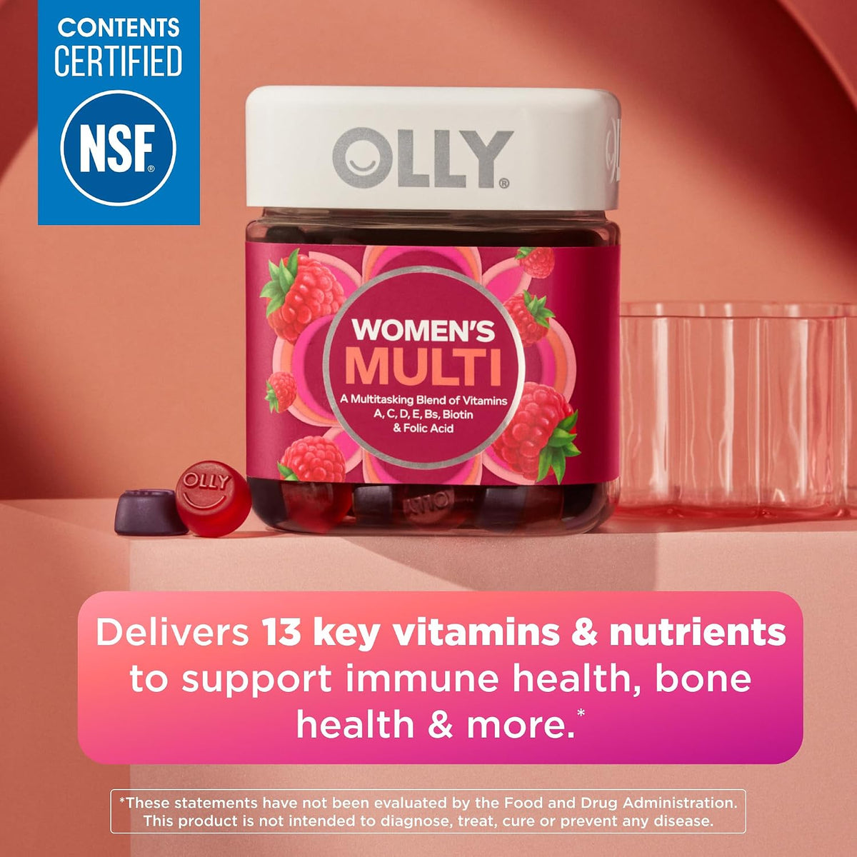 OLLY Women's Multivitamin Gummy – Berry Flavour – 90 Gummies - görsel 2