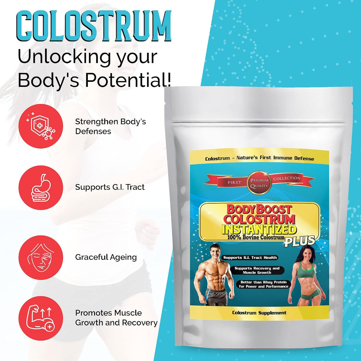 BodyBoost Colostrum Instantised, 99.5% Bovine Colostrum Powder, Grass Fed, 227 g - görsel 6
