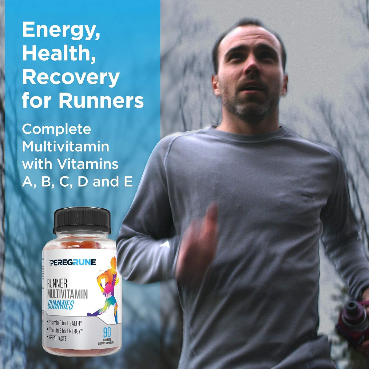 PEREGRUNE Runner Multivitamin Gummies – Daily Vitamin for Runners (Vitamins A, C, D, E, B Complex) – 50% Less Sugar - görsel 2