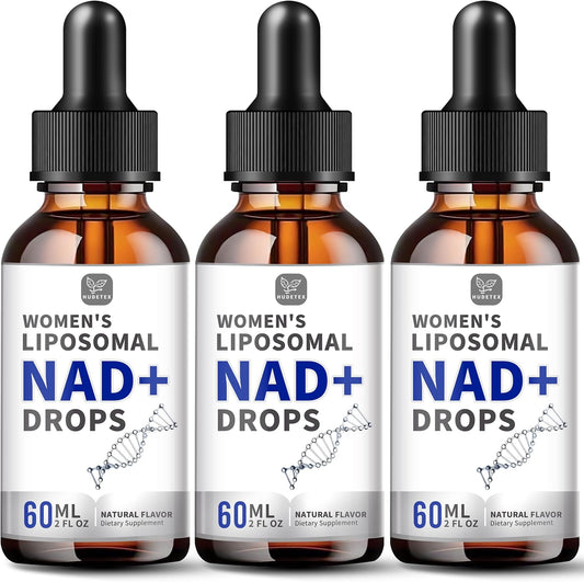 Women's NAD Liquid Supplement, Pure 500mg Liposomal NAD – Cell Regeneration, Energy & Metabolism support, Vegan, Sugar Free, Additives Free (3 Packs)