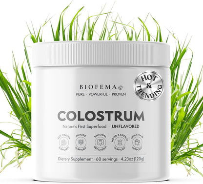 BIOFEMA Bovine Colostrum Supplement – Nature's Superfood for Gut Health, Immune Support, Physical Recovery, Skin, Hair & Nail Health
