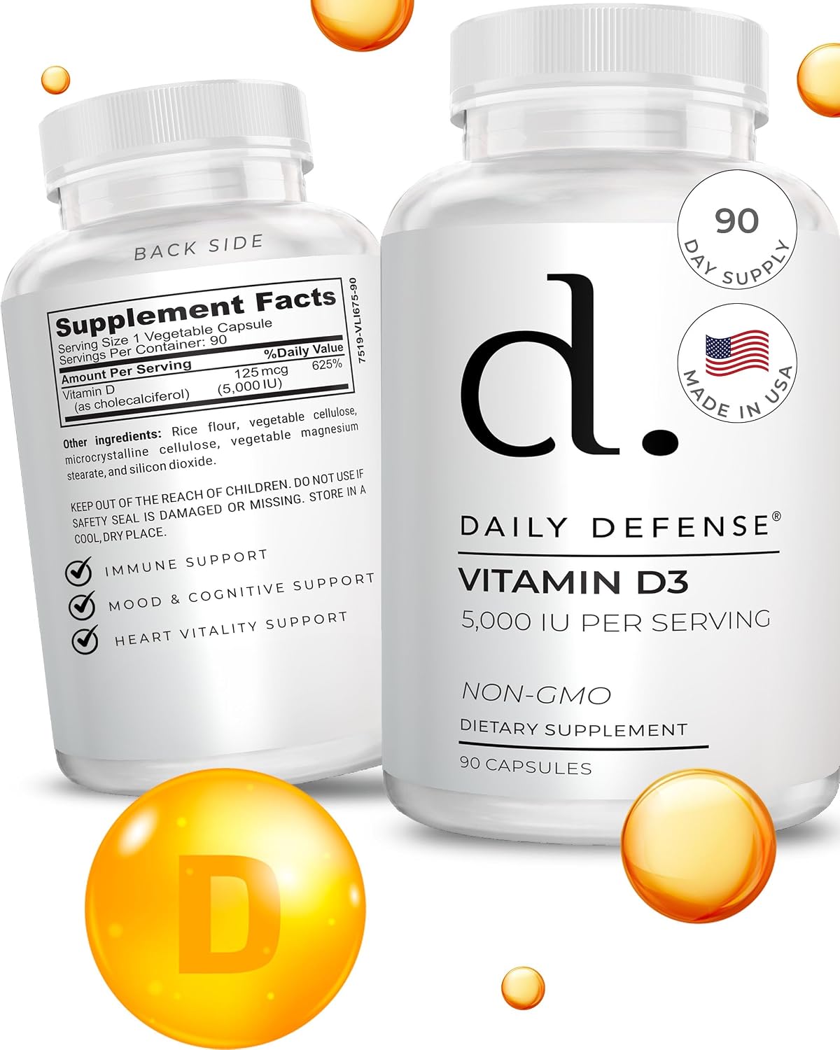 Daily Defence Vitamin D3 5000 IU – 90 Capsules for Immune & Muscle Support - görsel 1
