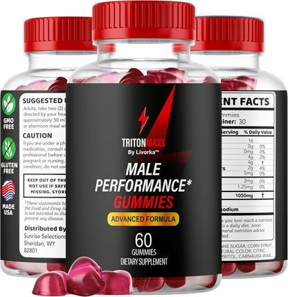 (2 Pack) TritonMaxx Gummies - Triton Maxx Gummies for Men Supplement Support, Premium Triton Maxx Advanced Formula Performance and Energy, 120 Gummies for 2 Months