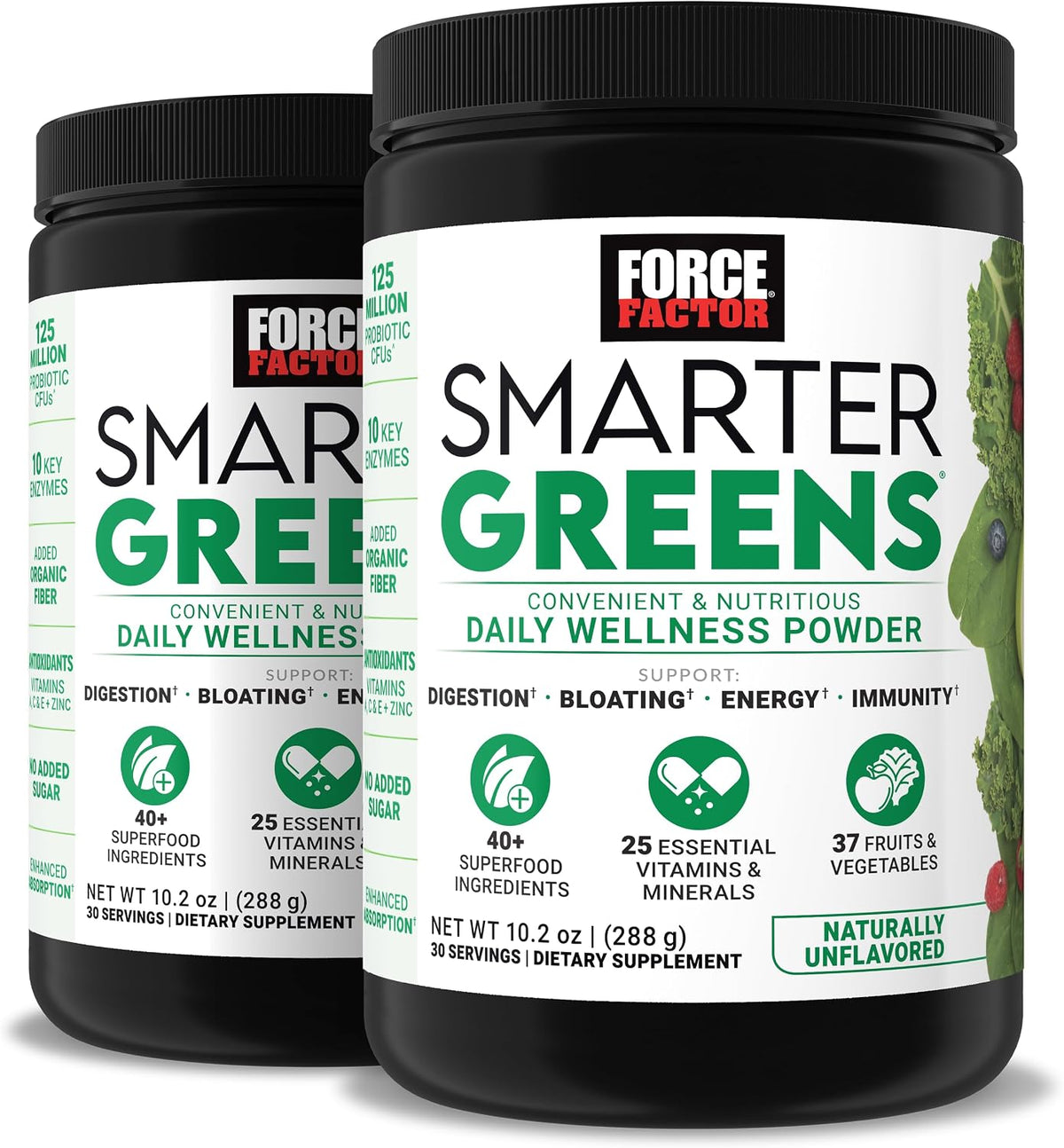 Force Factor Smarter Greens Daily Wellness Powder 2-Pack, Unflavoured, 60 Servings - görsel 1