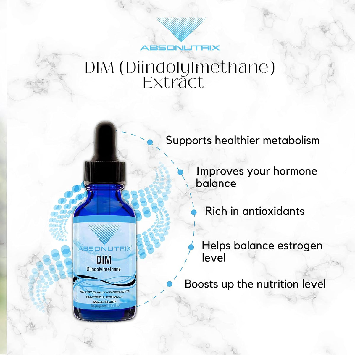 Absonutrix DIM (Diindolylmethane) Extract 500 mg - 118 ml Liquid Drops (200 Servings) - görsel 3