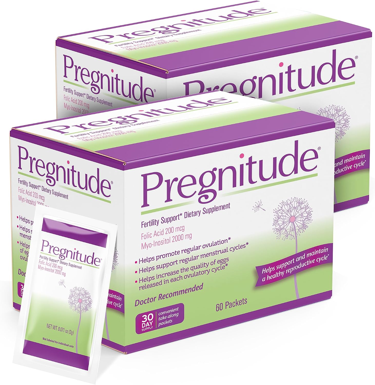 Pregnitude Reproductive Support Food Supplement with Folic Acid and Myo-Inositol, Unflavoured Powder Packets, 30 Day Supply, 60 Packets - görsel 5