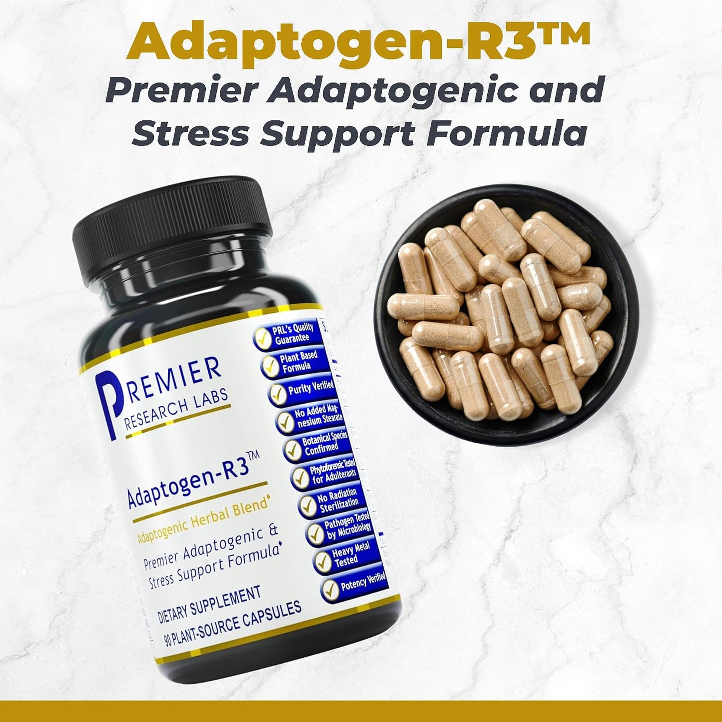 Premier Research Labs Adaptogen-R3 Supplement - Rhodiola Rosea with Maca Root - Adaptogen Complex for Stress Support - 90 Vegetarian Capsules - görsel 2