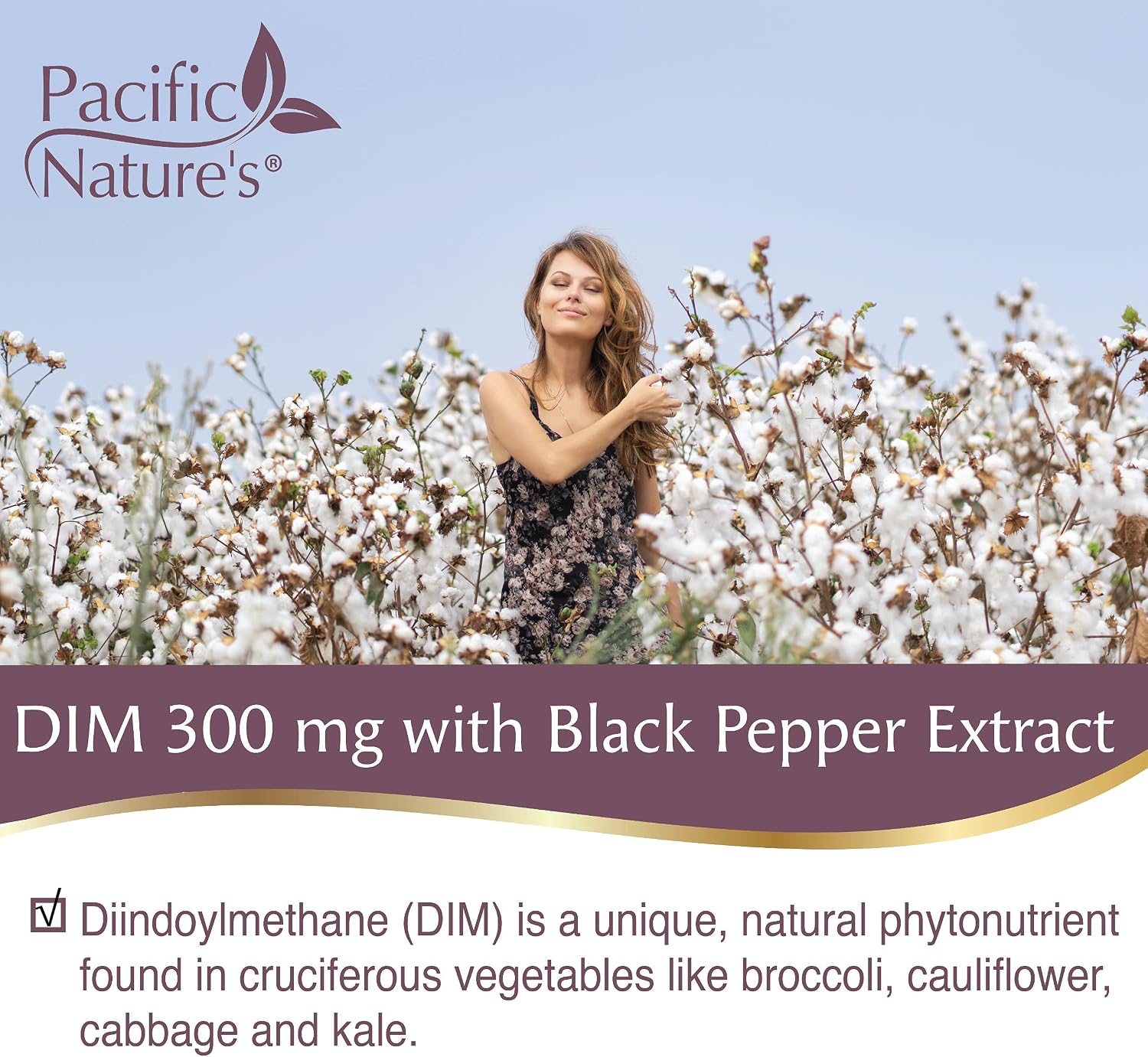 Pacific Nature's DIM 300mg with Black Pepper (90 Capsules) - Diindolylmethane Food Supplement for Hormone Health - görsel 6